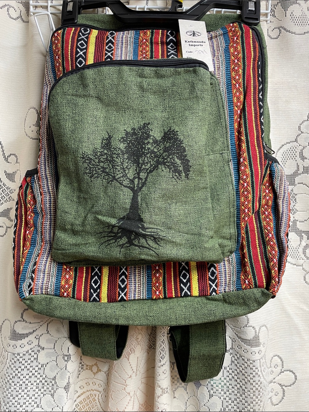 Kathmandu Imports Green Tree Graphic Men's or Women’s Backpack with Multicolor